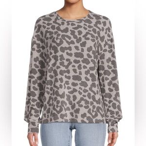 Wild Print Hacci Relaxed Fit Long Sleeve Top